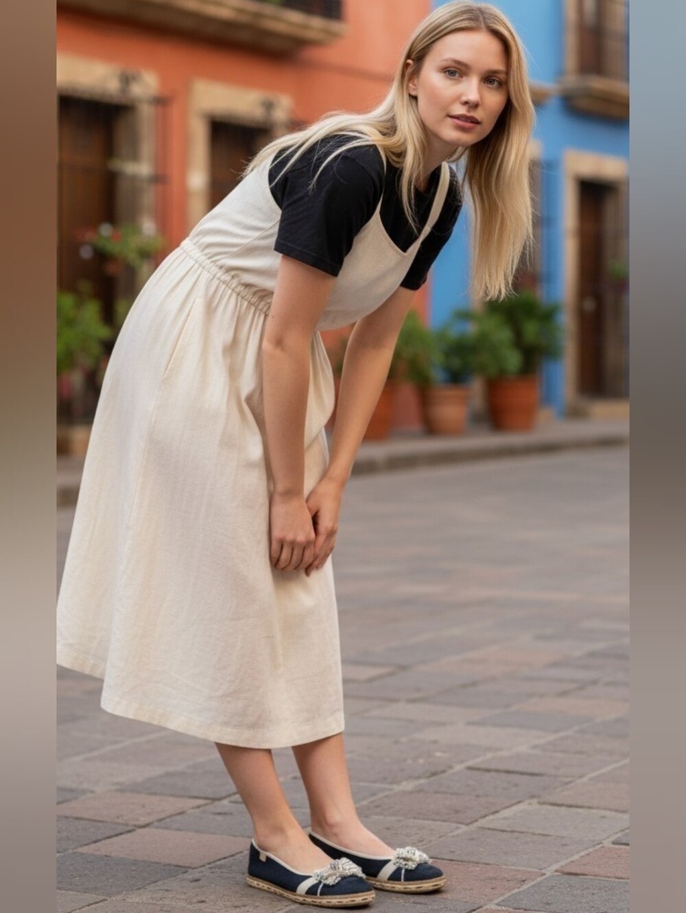 Sperry Top-Sider Katama Cream/Black Slip-on Espadrille Flats Frayed Bow Size 8.5